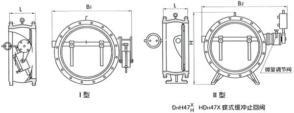 HH47、H47XF、HDH47X蝶式緩沖止回閥結構圖