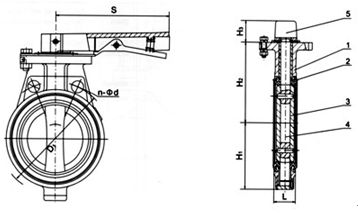 D71X(半襯)、D71J、D71H/Fs(全襯)襯夾襯膠蝶閥外形尺寸圖